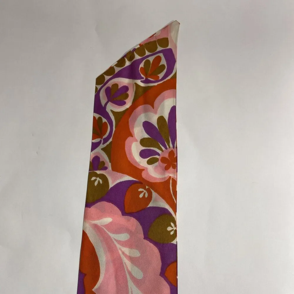 Orange Green Purple Pink White Double Sided 100% Silk Ponytail Scarf 48” X 4”